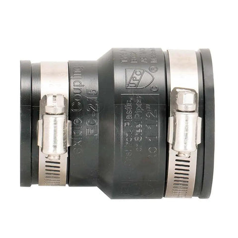 2 X 1-1/2 Inch Flexible Coupling With Stainless Steel Clamps For Home Plumbing And Sewer Lines, Easy Install Rubber Sleeve, Durable DIY Piping Connection black rubber coupling with metal clamps