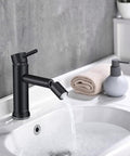 Black 360 Degree Swivel Aerator Bathroom Sink Faucet With Built In Aerator And 360 Degree Rotation For Precise Water Direction.