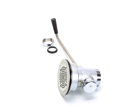 Three And A Half Inch Waste Drain Valve With Twist Handle For Kitchen Sink Stainless Steel Pro Grade Heavy Duty Includes Two Inch NPT Male Outlet Or One And A Half Inch NPT Female Outlet Rotary Valve Assembly, shown side view