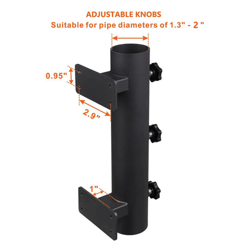 Heavy Duty Parasol Holder Clamp On Umbrella Mount For Deck Rails And Benches With Upgraded Triple Knob For Stable 1.3 To 2.0 Inch Poles