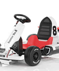 White 12V Battery Powered Kids Go Kart With Pedals, Dual Motor, Remote Control, Bluetooth FM Radio, Cool Ride For Ages 3 And Up