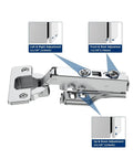3D Adjustable Removable Cabinet Hinges With Soft Close Satin Nickel Finish showing alignment adjustments