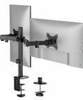 Heavy Duty Dual Monitor Arm Desk Mount For Two Screens 13 To 32 Inches Vesa Compatible Swivel Stand, black steel dual monitor stand.