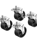 Locking Swivel Caster Wheels Set of 4 for Laundry Baskets, Rubber Non Marking Wheels With 360 Degree Rotation, Quiet Smooth Mobility