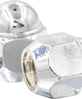 Close-up of OEM Style Lug Nuts 20 Pcs M12x1.25 12x1.25 Thread Chrome Finish showing hex conical seat