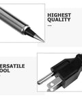 Close-up of the tip and plug of a Digital Soldering Iron Station 700W Max With Hot Air Rework Quick Heating Precise Temperature Control Aluminum Alloy