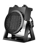 Badass Ceramic Drum Fan Heater With Hella Fast Airflow And Advanced Ptc Heating Tech Two Heat Settings side view of black industrial heater