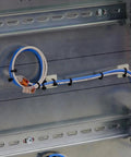 Five Pack 12 Inch Aluminum DIN Rails Top Hat Slotted 35mm Wide By 7.5mm High By 12 Inch Length With Ten MXU-DIN-100 Screws For Quick Easy Hardware Mounting In Electrical Panels Corrosion Resistant Durable And Ready For Fast Install, mounted in electrical panel