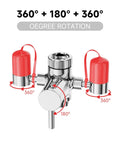 Faucet Mounted Eyewash Kit Emergency Eyewash Station With Adjustable Aerated Flow And ANSI Standard Compliance Built For Tough Jobs In Industrial Labs And Small Offices Includes 5X Common Sink Adapter showing 360-degree rotation diagram.