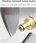 Heavy Duty Badass Retractable Hose Cart Stainless Steel Garden Hose Reel with weather-resistant brass nipple for durability.