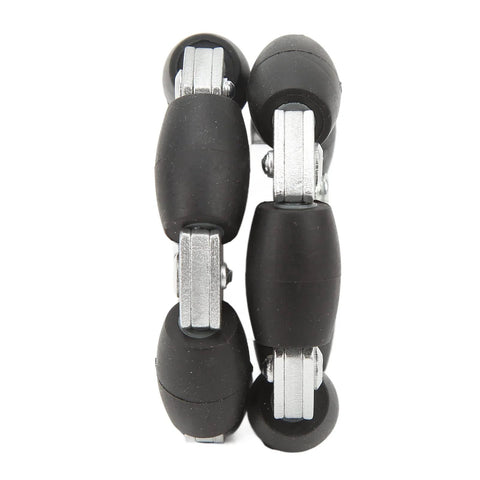 UPQRSG robot omni wheel, 60mm aluminium alloy, 360° rotation, 10 rubber rollers, black with silver hubs.