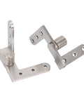 Heavy Duty Stainless Steel Door Pivot Hinges with 270 Degree Rotation for cabinets and cafe doors, showing two hinge pieces.