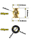 Brass RC Rod End Set For SCX24 And 1 24 Crawler Ball Studs And Joints Upgrade Kit with 20 rod ends and 40 O ring seals shown with measurements