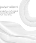 Close-up of Velvet Stanchion Rope Set, 2 Pack White 5 Ft, crush-resistant foam core, premium velvet texture detail.