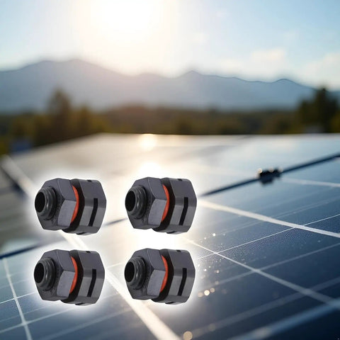 Rock Solid IP68 Waterproof Breather Screw M12x1.5 Air Vent Pressure Reducing Valve Dual Port Moisture Control For Electrical Cabinet Enclosures Keeps Things Snug And Dry Pack Of 4 Black on a solar panel.