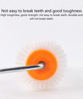 9 Inch Latex Floor Leveling Screed Roller Tool Heavy Hitter For Epoxy Floors And Self Leveling Compound Drill Attachment close-up of durable roller with tough bristles and orange core.