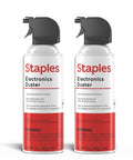 Two-pack of Staples Electronics Duster, 10 oz cans, with precision nozzle for electronics and office gear cleaning