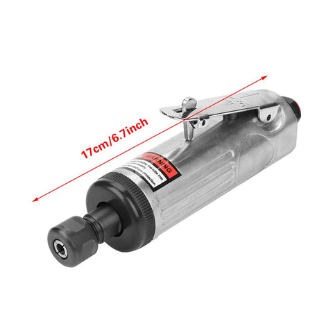 Top Shelf Air Die Grinder Kit, Slick Pneumatic Polishing Tool With Ultra Quiet Low Spin, Compact Metal Sander Assembly For Fast Hardware Fixes And Delicate Jewelry Buffing Runs, showing 17cm grinder with metal finish.