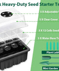 Seed Starter Tray Kit With 60 Cells, Humidity Dome And Base, Reusable Seedling Trays, Garden Labels, Tools, 5-pack