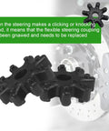 Top Notch Eight Piece Flexible Steering Coupler Compatible With Kia Forte Cadenza Optima showing two black rubber couplers for MDPS setup.