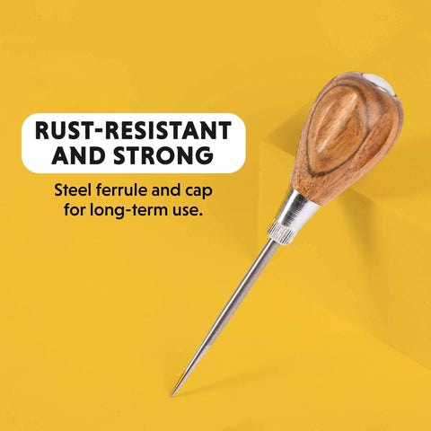 Handy Scratch Awl With Hardwood Handle For Scribing Layout Work And Piercing Wood Alloy Steel Blade Rust Resistant Carpenter Tool