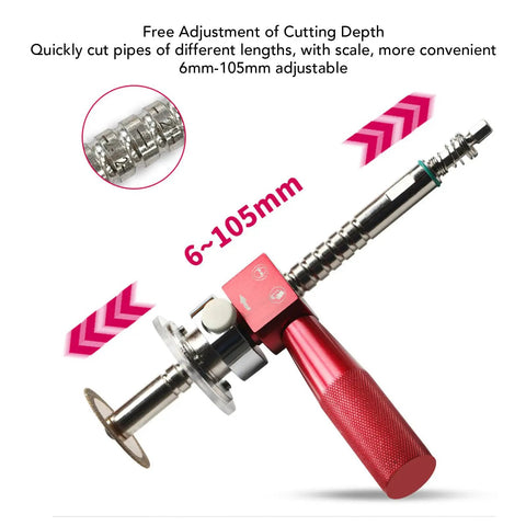 Inside Pipe Cutter Kit With One Quarter Inch Hex Shank Four Cutting Discs Two Inch And Three Inch Guide Plates Adjustable Depth