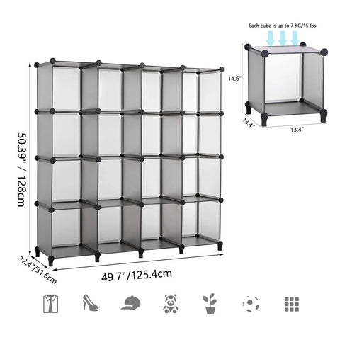 16 Cube Storage Organizer Cubby Shelving for Living Room and Kids Toys Craft Supplies Yarn Art Projects with Durable Gray Finish