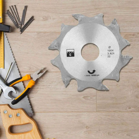 4 Inch Carbide Biscuit Jointer Blade Saw Cutter Heavy Duty Replacement For Plate Joiner Woodworking Tools on wood surface.