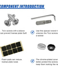 Built Tough Heavy Duty Stainless Steel License Plate Screws With Slick Chrome Cap Anti Theft Hex Bolts Tamper Resistant Auto Tag Fasteners Zero Hassle Install Real Deal Kit components including screws, foam pads, and wrench.