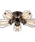 Vintage Industrial 5-Light Bronze Ceiling Light Semi-Flush Mount, Metal Fixture With Painted Finish, Hardwired 100-240V, E26 Base