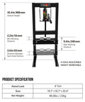 Diagram of Beefy 6 Ton Hydraulic H Frame Shop Press With Adjustable Height Heavy Duty Garage Floor Tool specifications