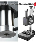 Close up of the Industrial Grade Heavy Duty Manual Arbor Bench Press 0.5 Ton showing threaded hole and actuating lever.