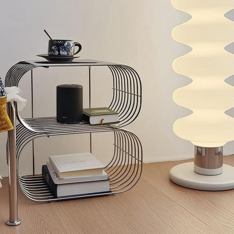 Floating Wall Shelves For Bedroom And More, Metal Hanging Nightstand With Bracket, used as living room display rack.