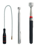 3 In 1 Magnetic Pickup Set With 15 Lb Telescoping Retriever, 3.5 Lb Slim Magnet For Tight Spots, And Flexible Shaft Magnet With Ergonomic Grip