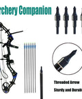 Pack Of 24 100 Grain Screw In Archery Field Points for compound bow target practice, durable steel, black zinc finish.