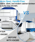 Magnetic Push to Open Cabinet Hardware Heavy Duty Push Latch for Hidden Doors in modern kitchen before and after
