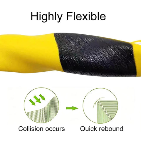 Self Adhesive L Shaped Foam Corner Protector High Density Anti Collision Edge Guard With Yellow Warning showing flexibility