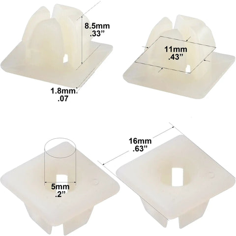 Diagram of nylon inserts with measurements for Black Oxide Stainless Steel License Plate Screws With Nylon Inserts Keep Front And Rear Plates Secure For Most Cars Frames And Covers Set Of Four That Stay Put Through Weather And Vibration.