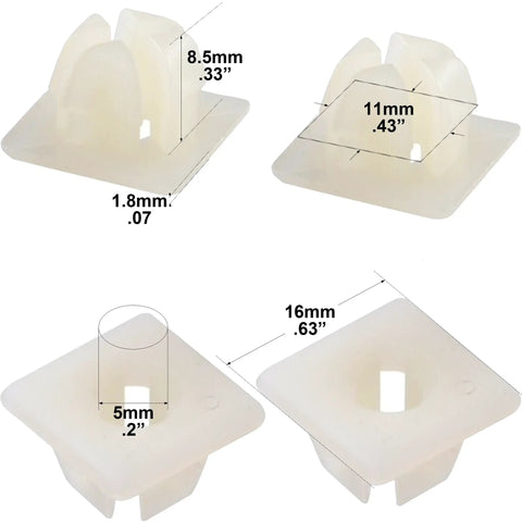 Top Tier Stainless Steel License Plate Screws Bolted Up With Heavy Duty Nylon Inserts for secure mounting, showing PVC nylon inserts with measurements.