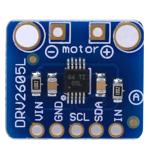 Legit Game Changer Haptic Motor Controller Module With I2C Interface And 3V 5V Input featuring a blue PCB and DRV2605L chipset.