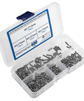 Huge 400 Piece M2.5 By Four, Six, Eight And Ten Millimeter A2-70 Stainless Steel Cup Point Grub Screws Set With Allen Head Hex Socket Assortment Kit DIN916 GB80 For DIY Projects in open plastic case