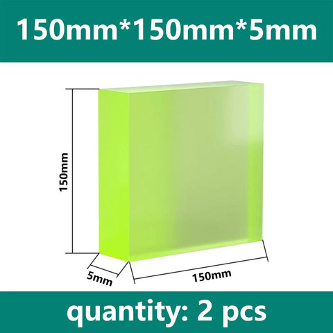 Rock Solid Polyurethane Block 2 Pack 150 Mm By 150 Mm By 5 Mm Heavy Duty Urethane Square Stock For CNC Machining wear pads, green color.