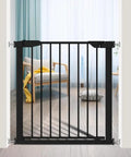 Walk Through Narrow Baby Gate 29.53 to 32.28 Inches Adjustable Black Metal Gate for Doorways and Stairs Pressure Mounted