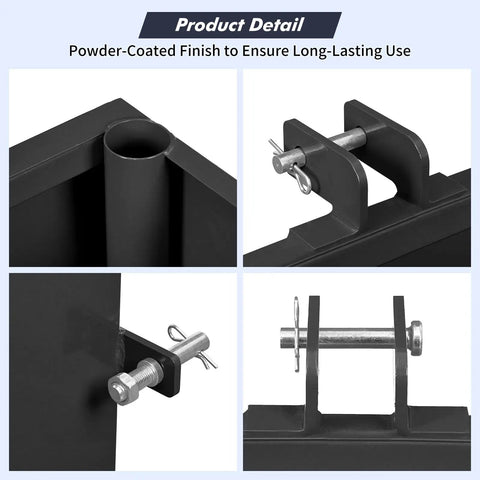 Close-up of Three Point Hitch Ballast Box With 800 Lb Capacity And 2 Inch Quick Hitch Receiver hardware details