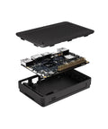 DIY Case 2 Black Plastic Shell For VIMS Single Board Computer with Reusable GPIO Interface Cover, showing disassembled view