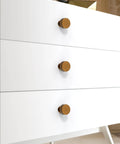 Slick Antique Brass Cabinet Knobs Two Pack Single Hole Round Drawer Pulls For Kitchen Cupboards And Dressers on white dresser.