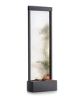 Mirror Waterfall Fountain With Stones And Lights For Indoor Outdoor Zen Decor Create A Calming Vibe In Your Living Room Office Patio Or Entryway 72 Inches Tall, showing a sleek 72-inch tall wall-mounted water feature with mirror and stones.
