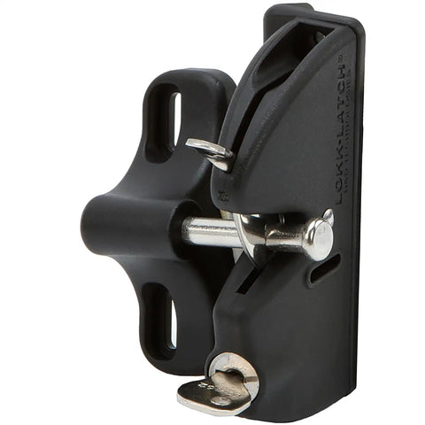 LokkLatch Keyed Gate Latch With Adjustable Fit For Wood Metal And Vinyl Gates, Black Weather Resistant Polymer Construction, Secure Pool Fence Access, Keeps Kids And Pets Safe, 4 9/16 Inch Gap Range, close-up