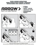 Diagram showing how to load staples into TruTac TT21 Forward Action Staple Gun for upholstery, crafts, decorating, and repairs.
