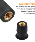 Close-up of 20 pcs M6 rubber well nuts showing brass insert for universal fairing fasteners and windshield mounts, weatherproof.